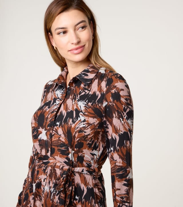 Blue Vanilla Women's Black Patterned Belted Shirtdress Blue Vanilla New Look - 2