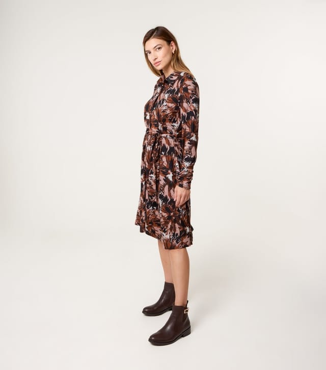 Blue Vanilla Women's Black Patterned Belted Shirtdress Blue Vanilla New Look - 3