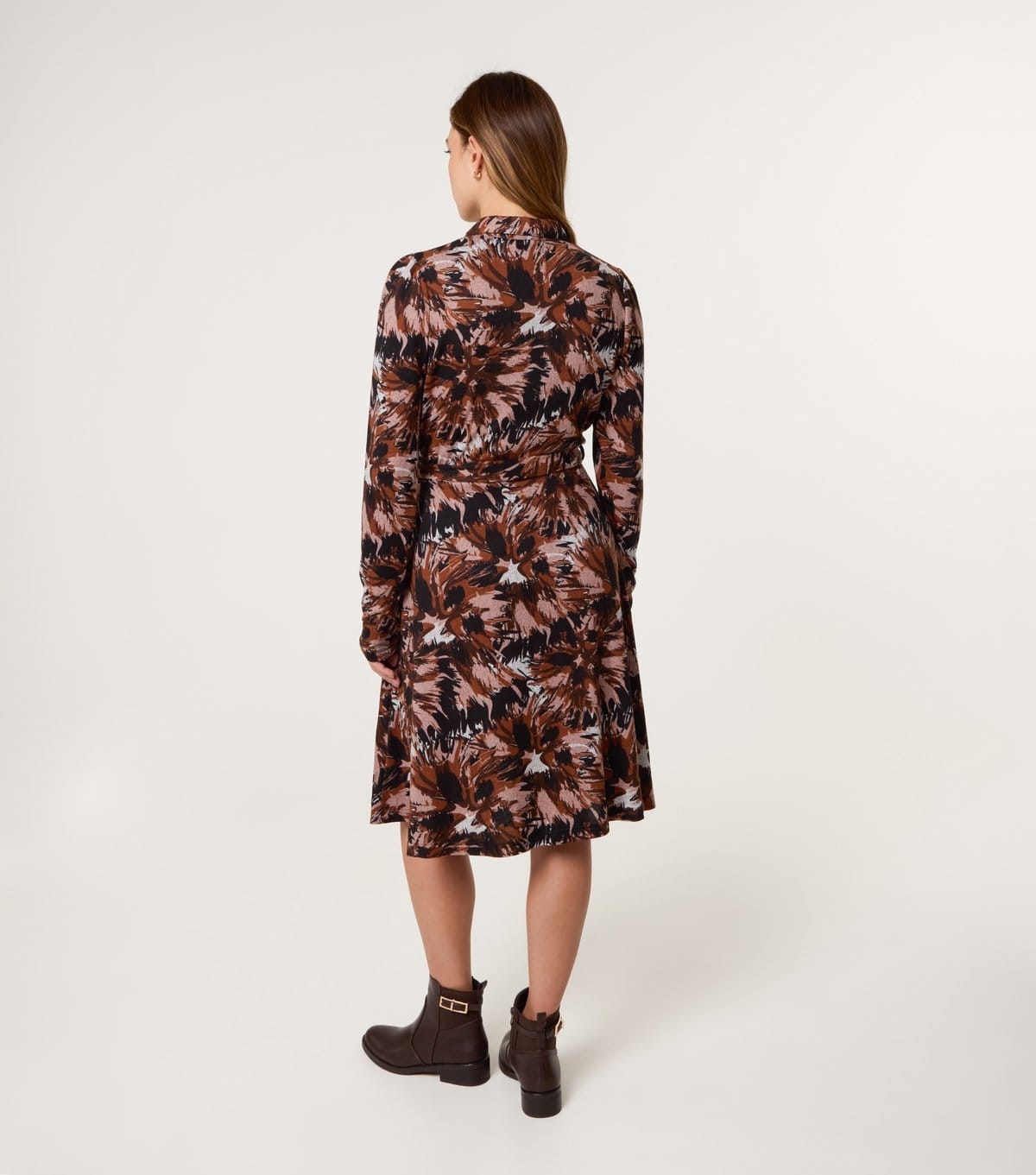 Blue Vanilla Women's Black Patterned Belted Shirtdress Blue Vanilla New Look - 4