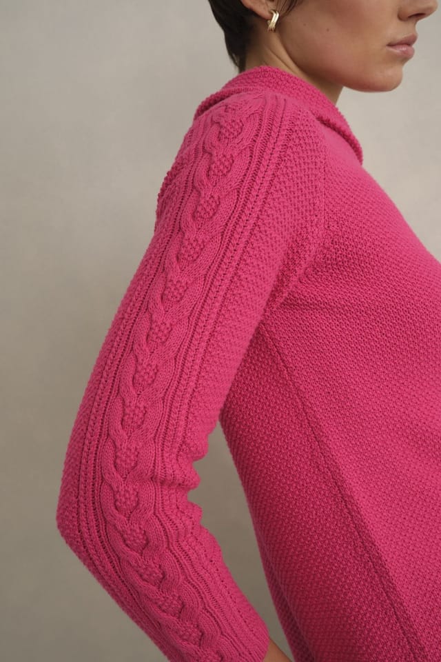 Hobbs London Hobbs London Women's Camilla Cotton Knit Jumper in Fuchsia - 3