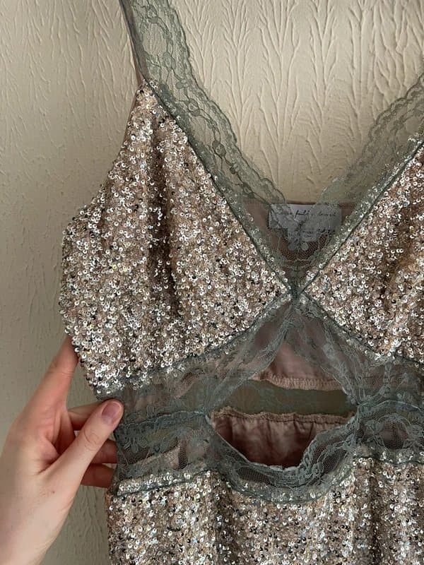 Never Fully Dressed Never fully dressed Silver Sequin Mini Mimi dress size UK 10