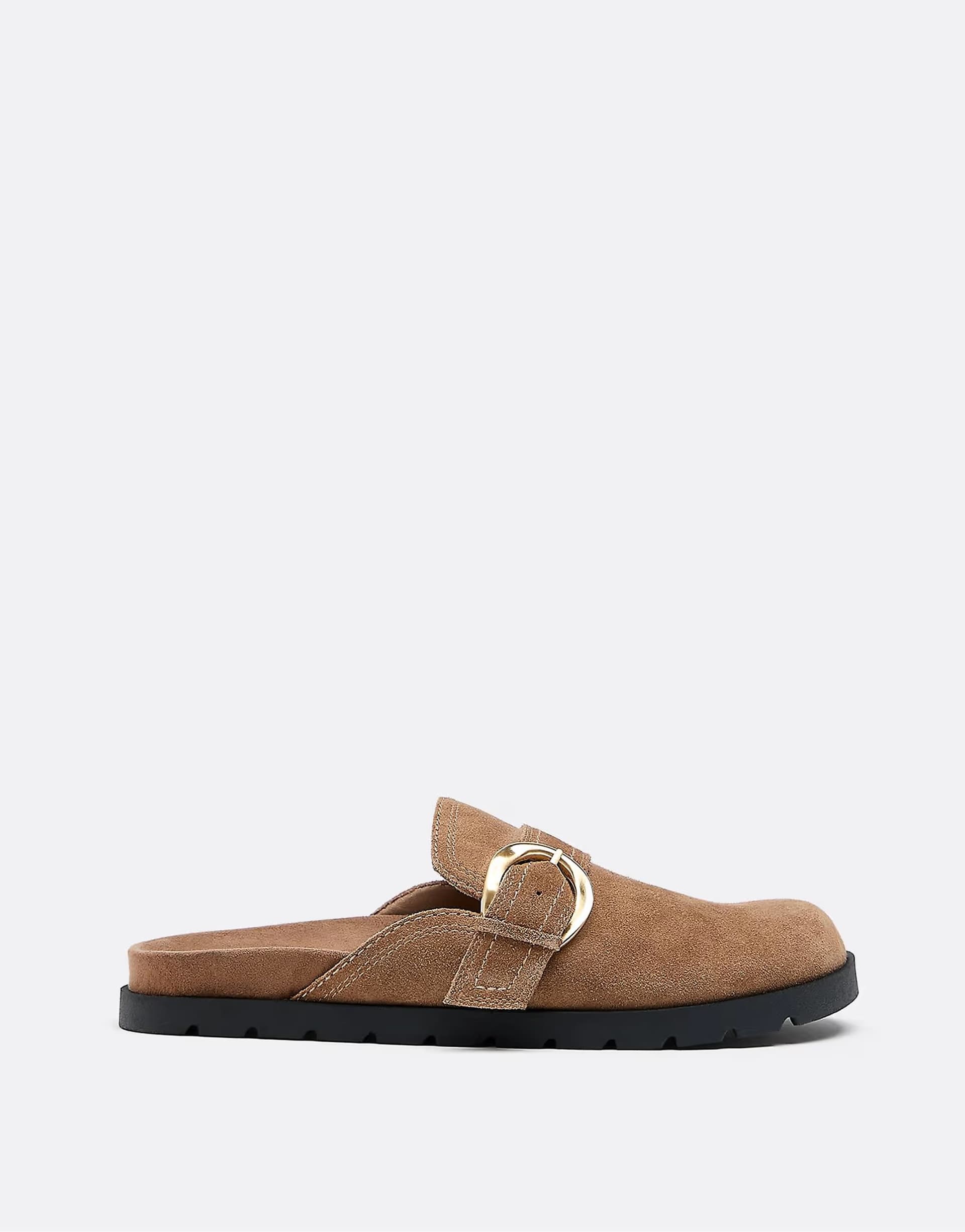 ASOS Stradivarius Leather backless clogs in beige