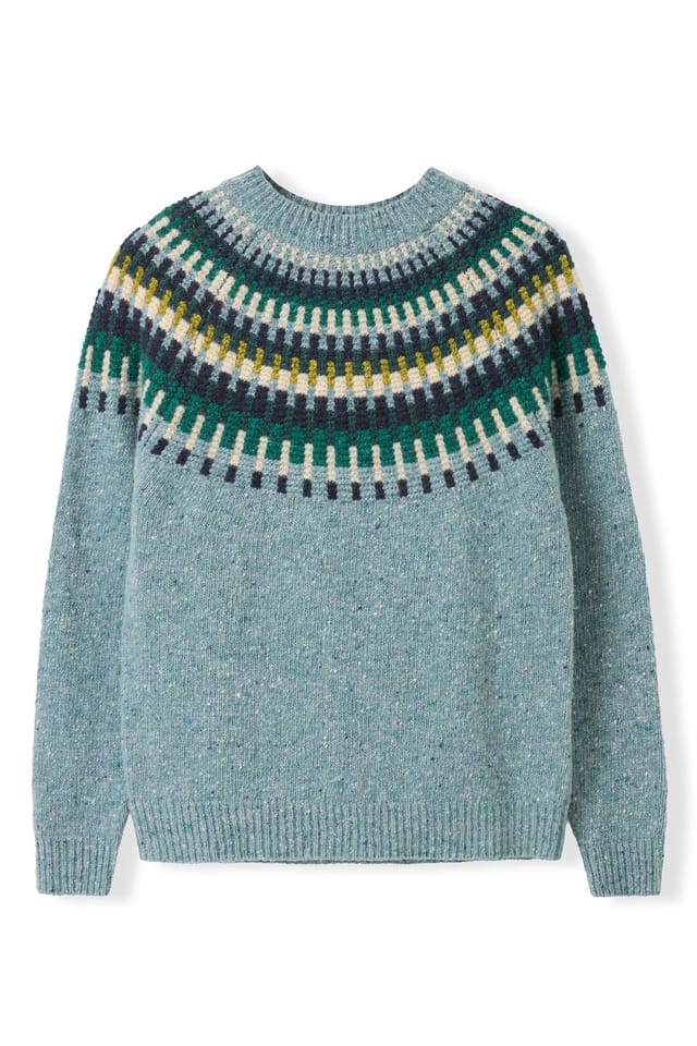 Celtic & Co Celtic & Co Women's Stitch Yoke Sweater in Duck Egg Blue - 2