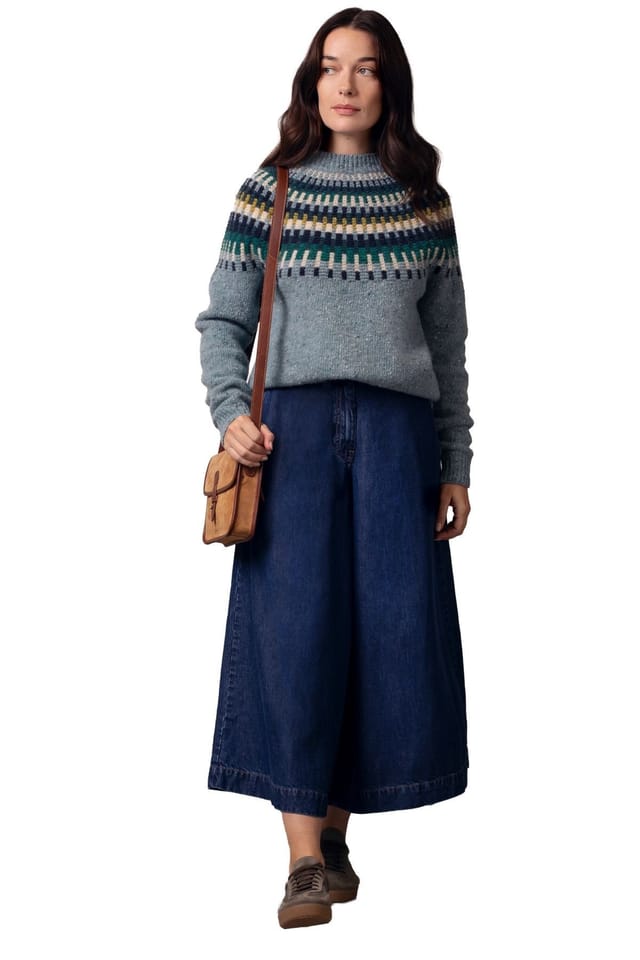Celtic & Co Celtic & Co Women's Stitch Yoke Sweater in Duck Egg Blue - 3