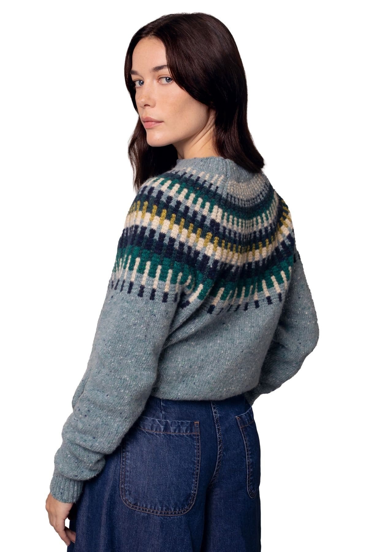 Celtic & Co Celtic & Co Women's Stitch Yoke Sweater in Duck Egg Blue - 4
