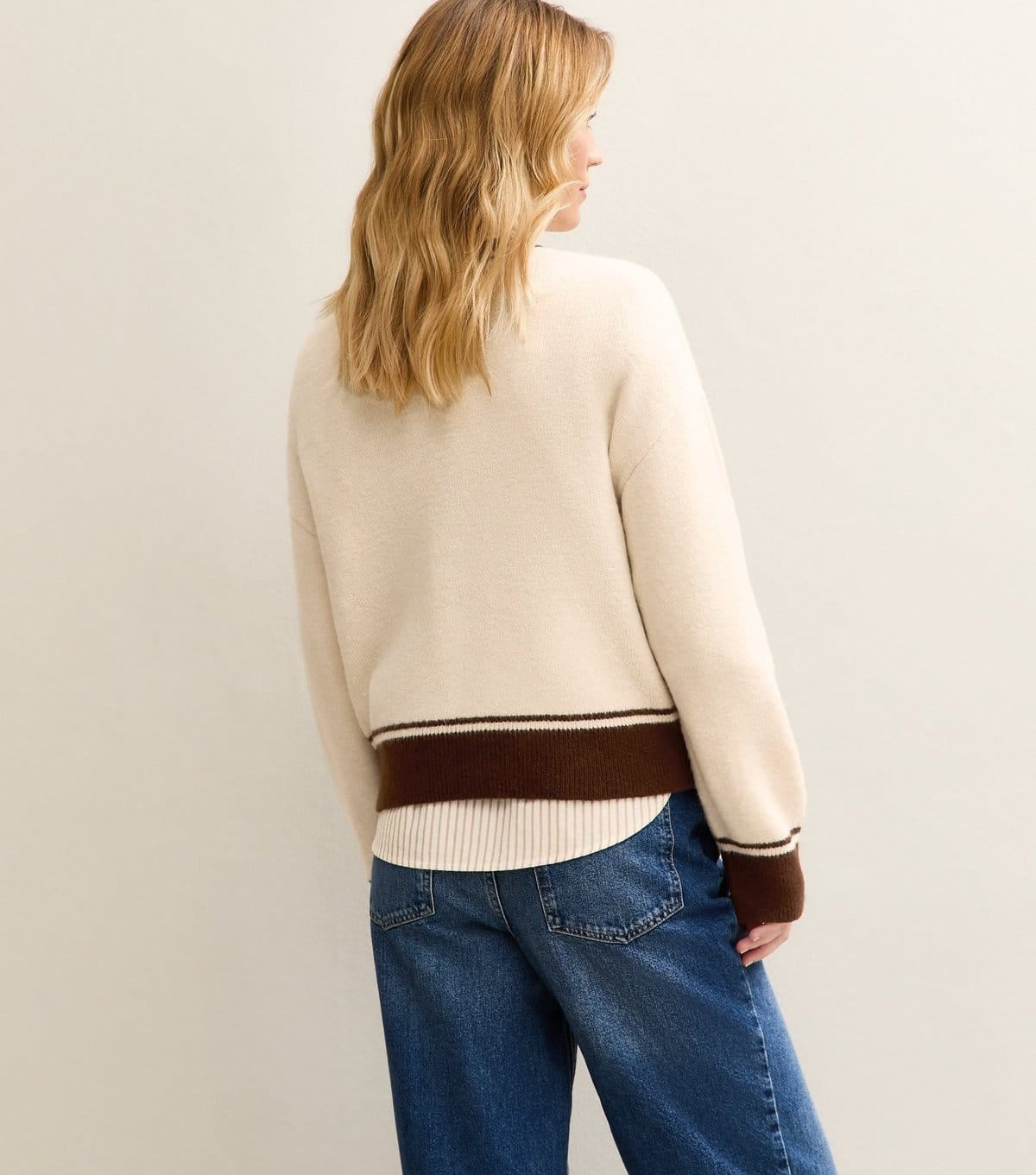 New Look Women's Cream and Brown Horseshoe Jumper New Look - 4