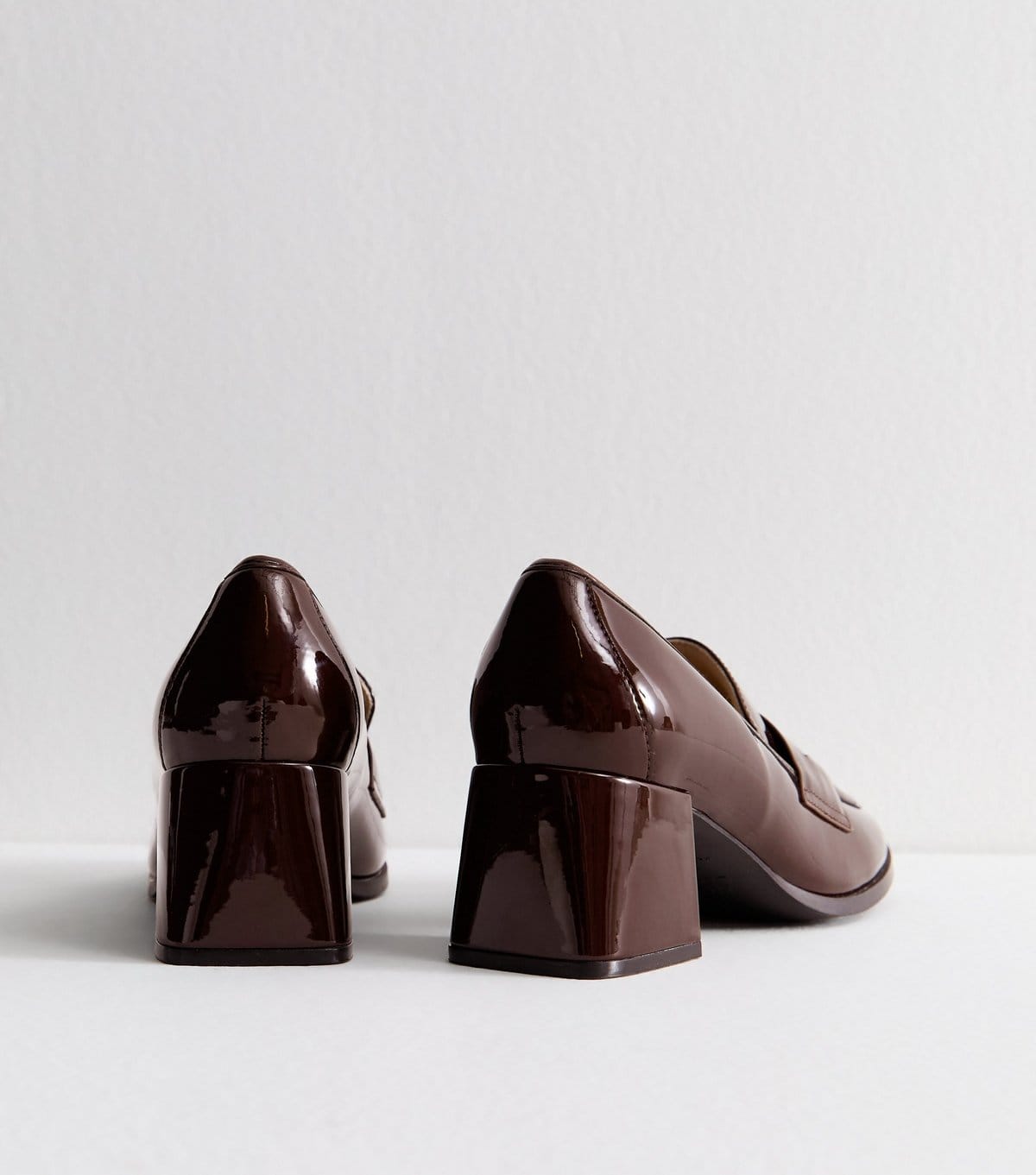 New Look Women's Dark Burgundy Block Heel Loafer Court Shoes Vegan New Look - 4