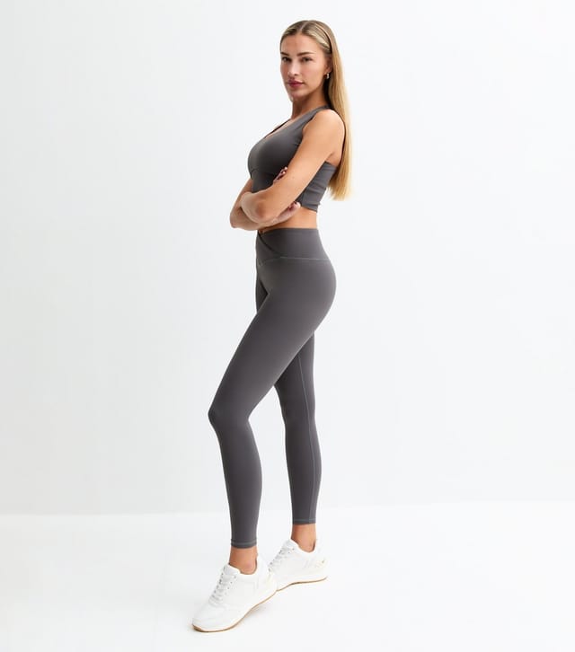 Rise Women's by Zara McDermott Dark Grey Stretch Crossover Waist Leggings Rise New Look - 3