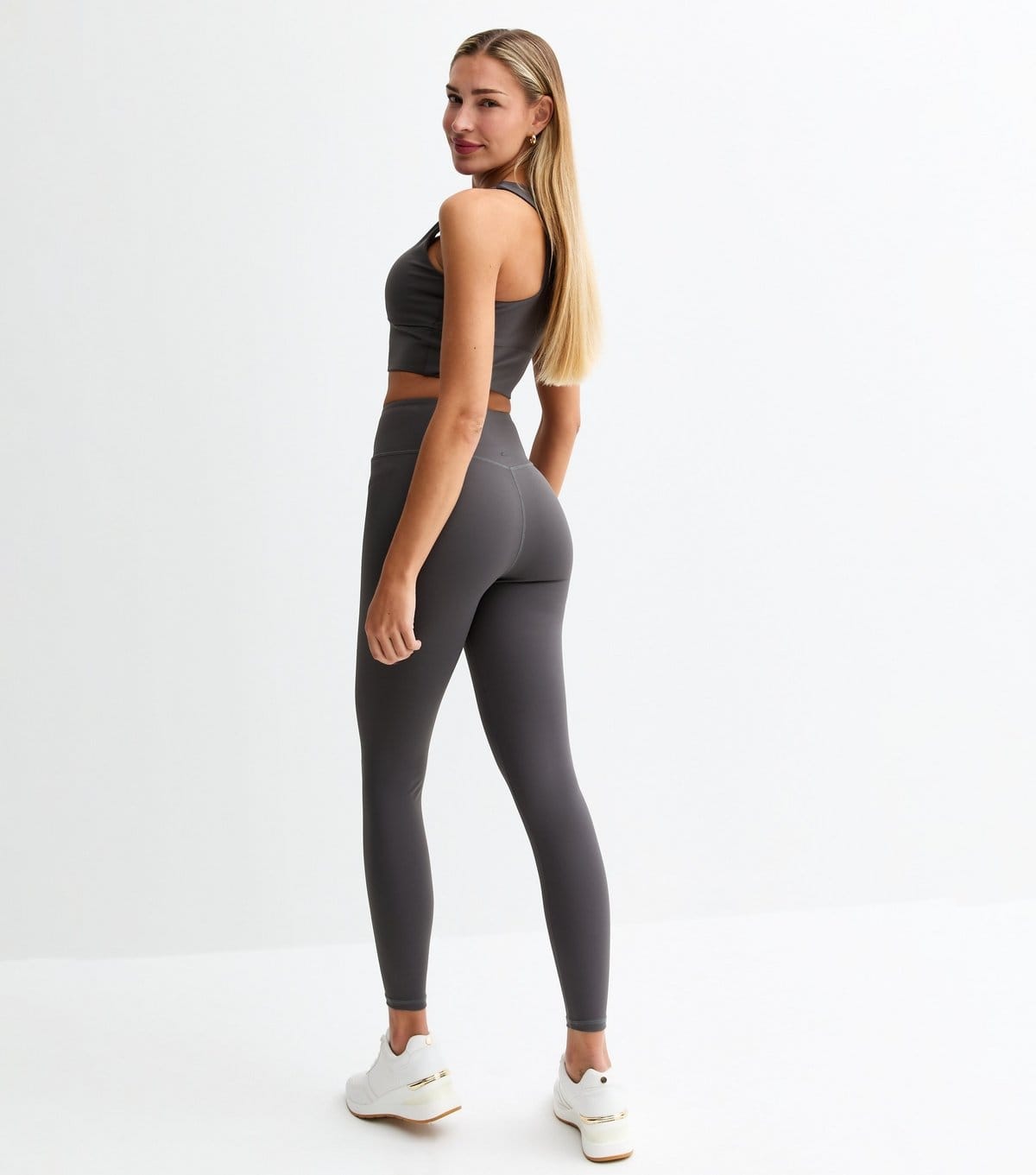 Rise Women's by Zara McDermott Dark Grey Stretch Crossover Waist Leggings Rise New Look - 4