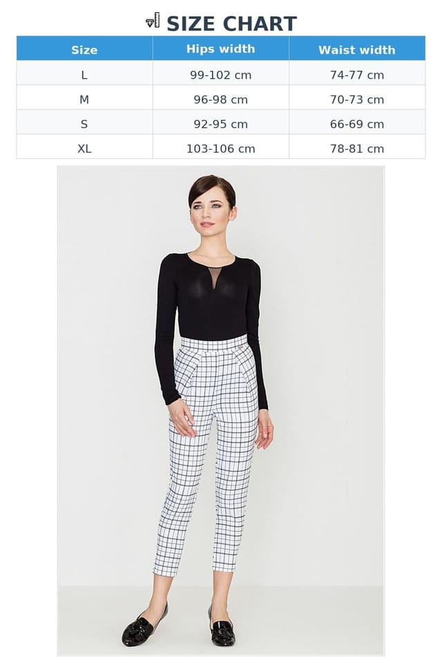 Love Lace Love Lace Women's Retro Check Loose Trousers Elevated Waist in White - 3