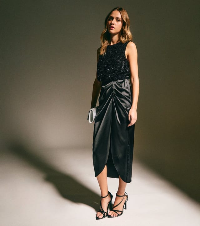 New Look Women's Black Sequin 2 in 1 Midi Dress New Look - 3
