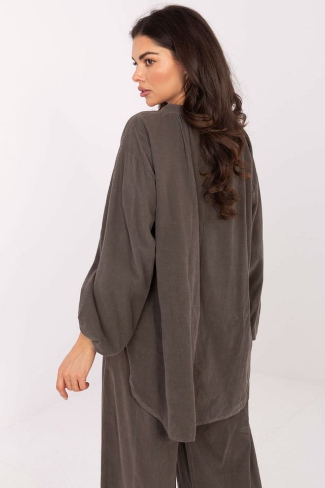 Love Lace Love Lace Women's Everyday Polyester Blouse with Puff Sleeves in Dark Olive - 3
