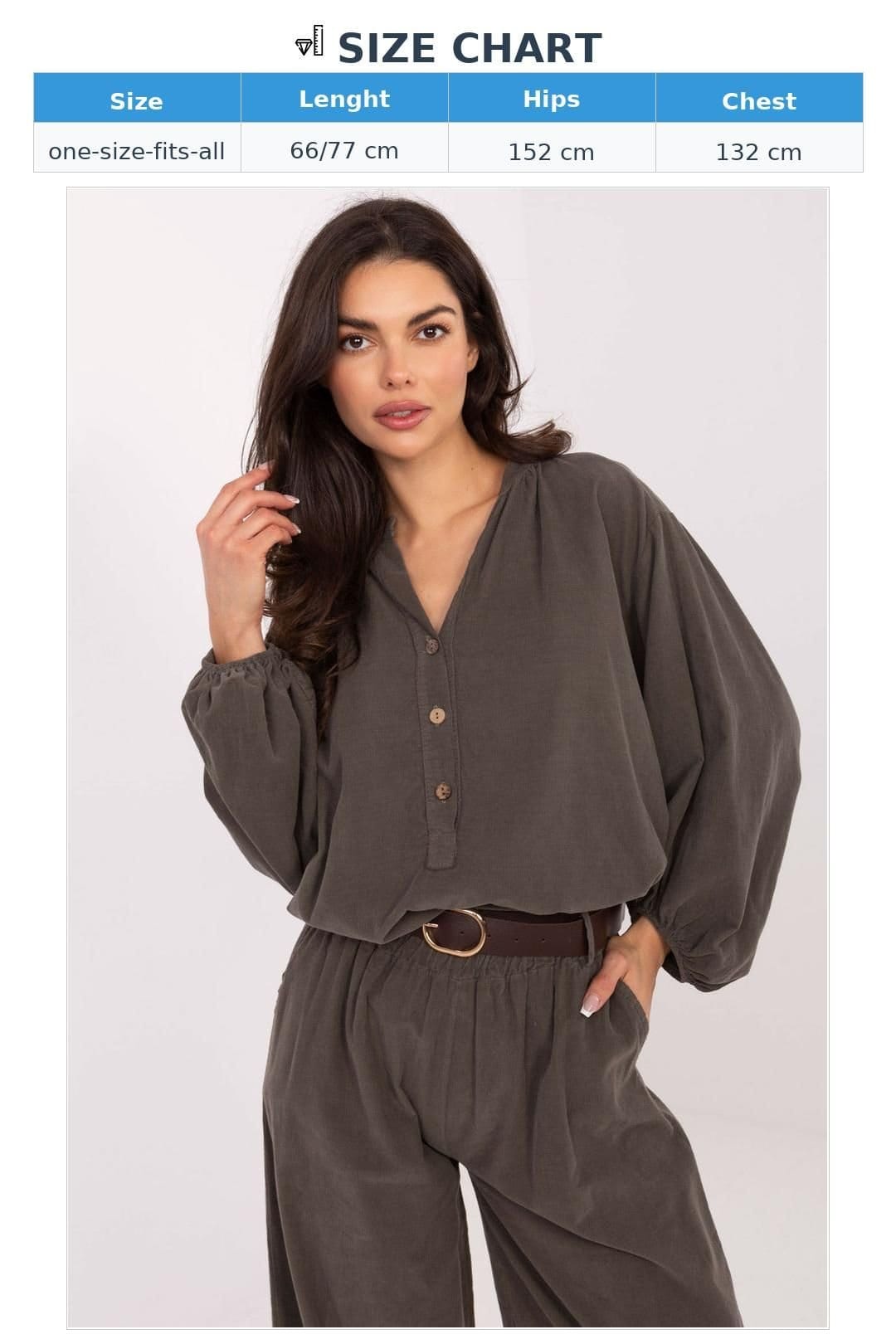Love Lace Love Lace Women's Everyday Polyester Blouse with Puff Sleeves in Dark Olive - 4