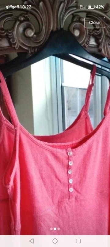 White Stuff White stuff size 14 coral pink lightweight knitted vest button front cami top