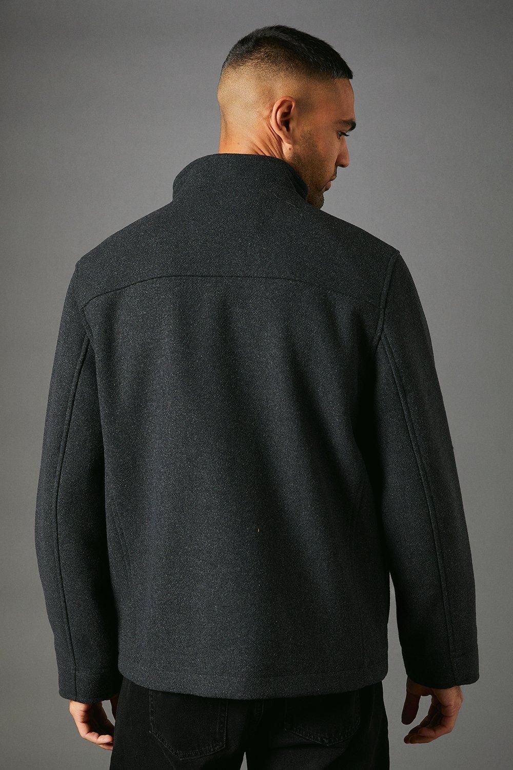 Maine Maine Men's Charcoal Four Pocket Wool Blend Jacket - 3