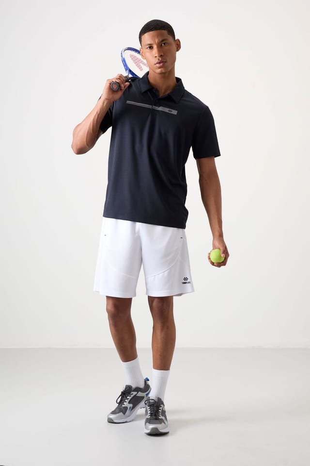 Tommy Life Tommy Life Men's Polo Collar Button T-Shirt in Navy - 2