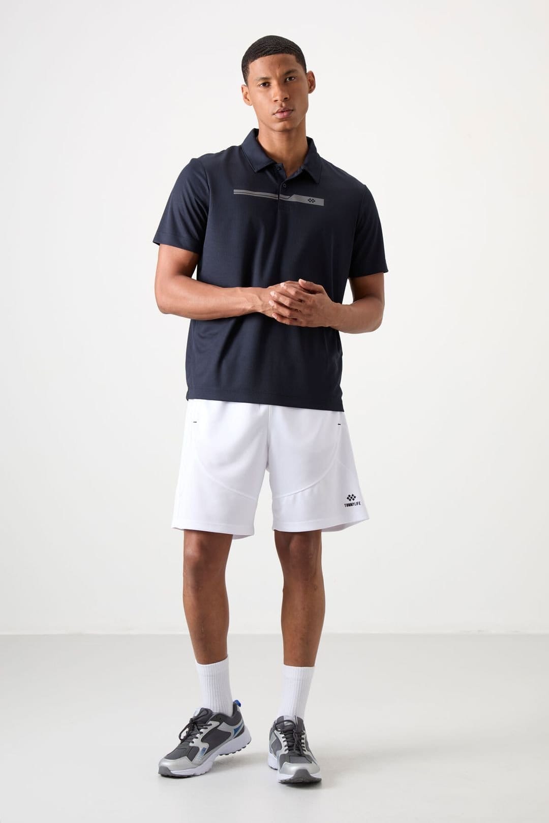 Tommy Life Tommy Life Men's Polo Collar Button T-Shirt in Navy - 4