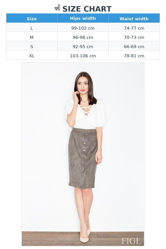 Love Lace Love Lace Women's Elegant Suede Pencil Skirt with Fastening in Khaki - 2