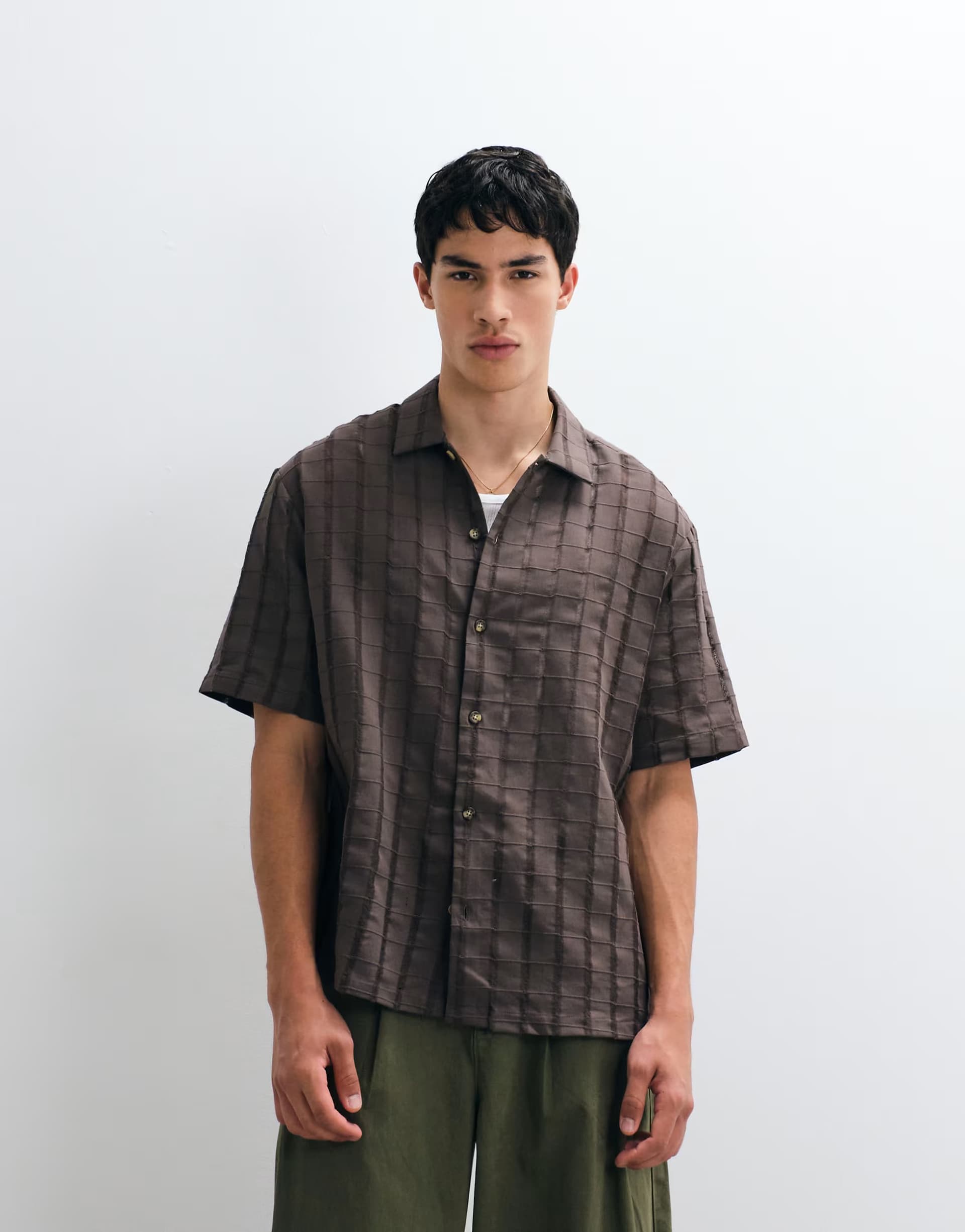 ASOS ASOS DESIGN oversized textured shirt in brown
