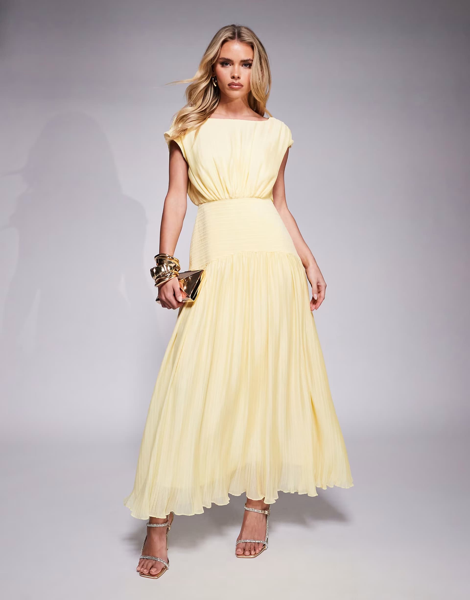ASOS Forever New Petite drop hem maxi dress in lemon