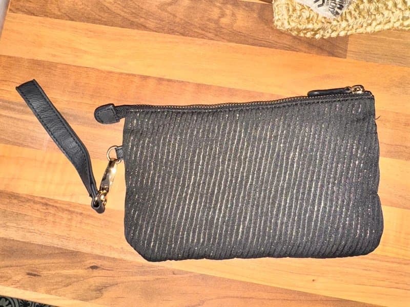 River Island River Island black sparkly clutch wristlet zipped bag