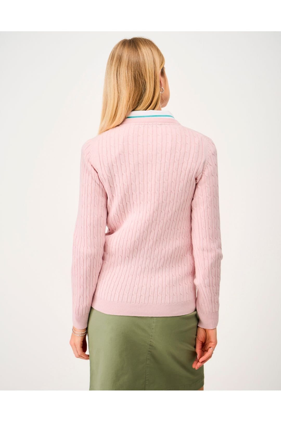 Crew Clothing Crew Clothing Women's Heritage Cable Crew Neck Pink - 4