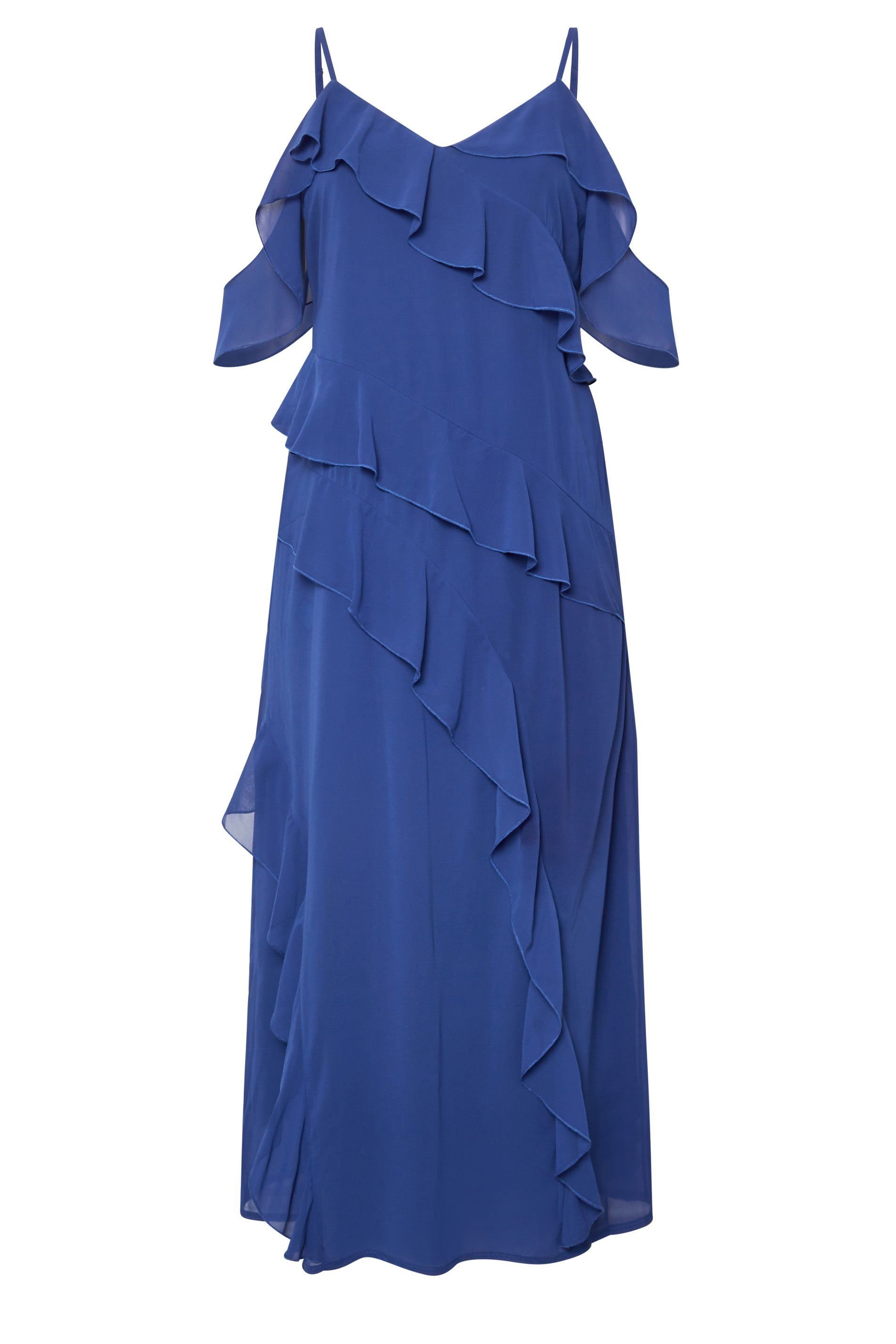 Yours Yours Women's Ruffle Cold Shoulder Dress in Dark Navy - 2