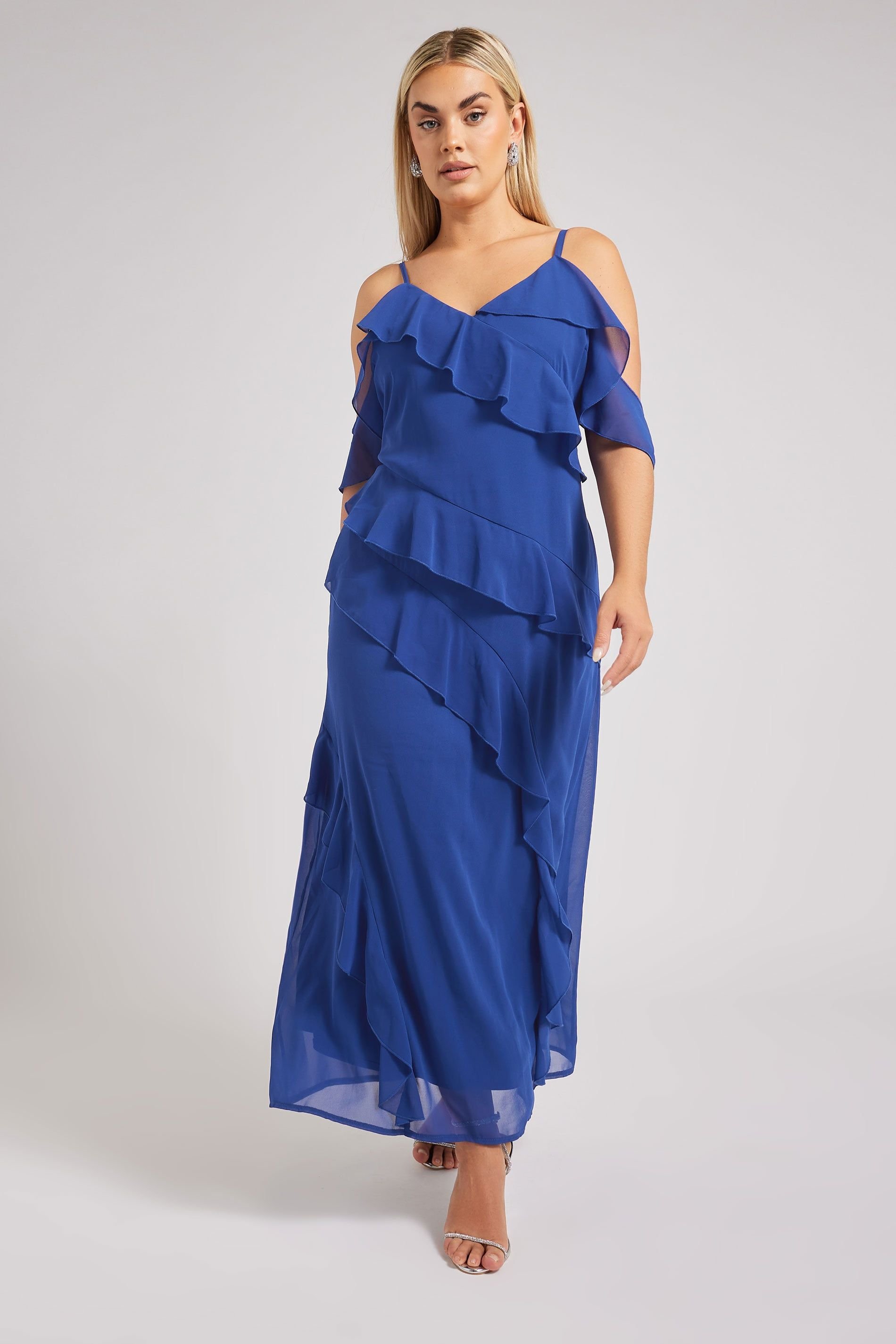 Yours Yours Women's Ruffle Cold Shoulder Dress in Dark Navy - 4