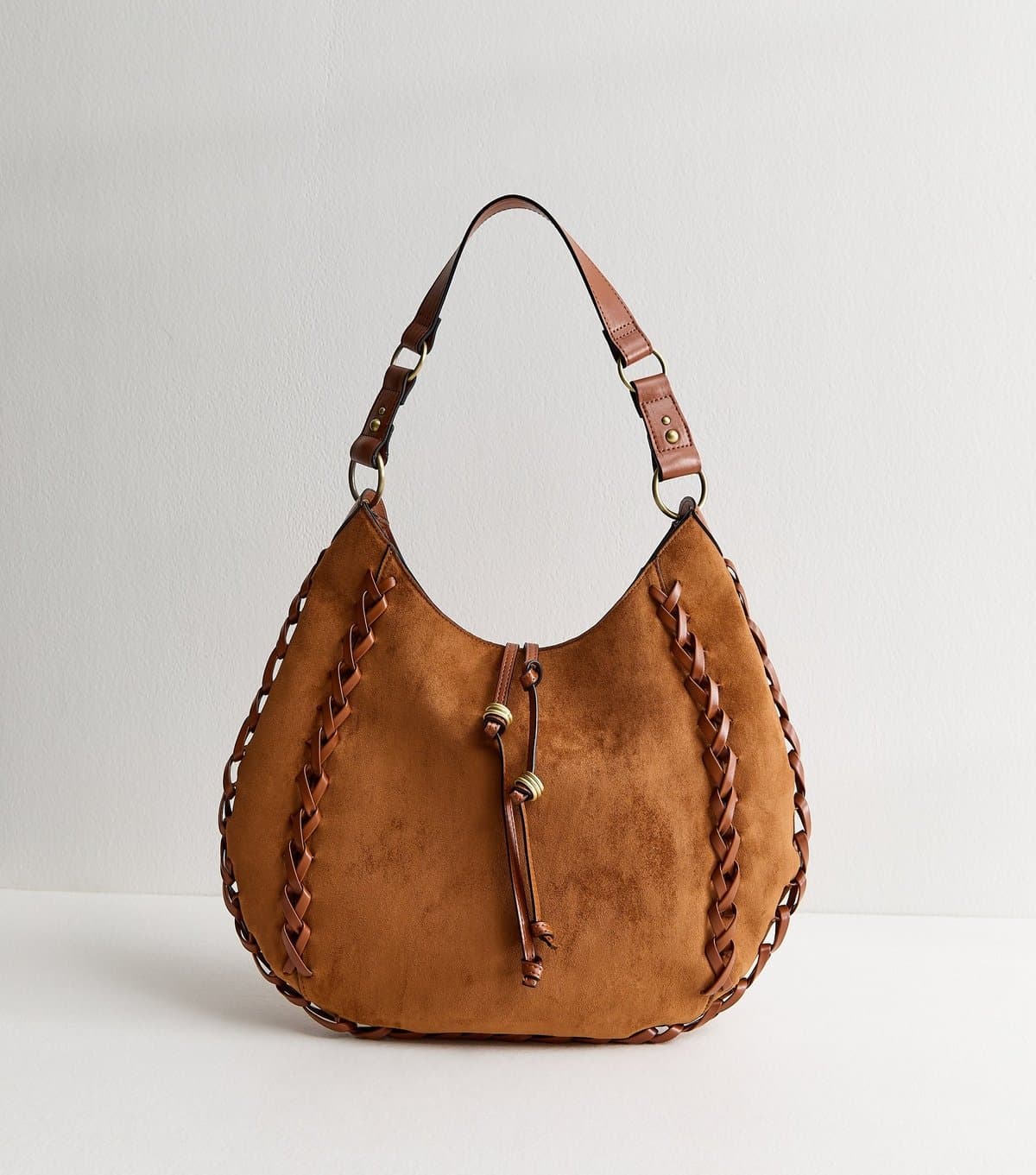 New Look Tan Faux Suede Scooped Hobo Shoulder Bag New Look
