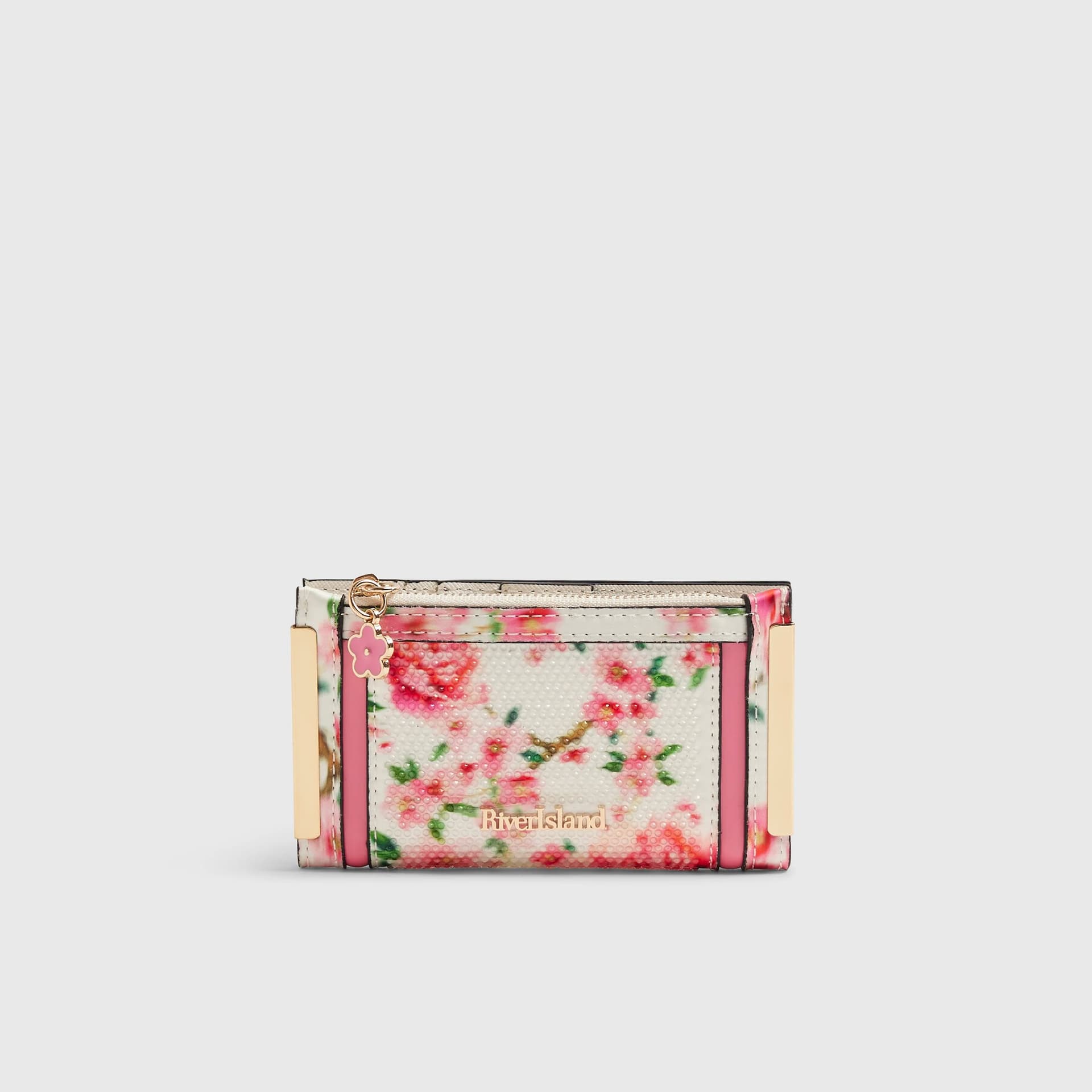 River Island River Island Womens White Floral Diamante Purse