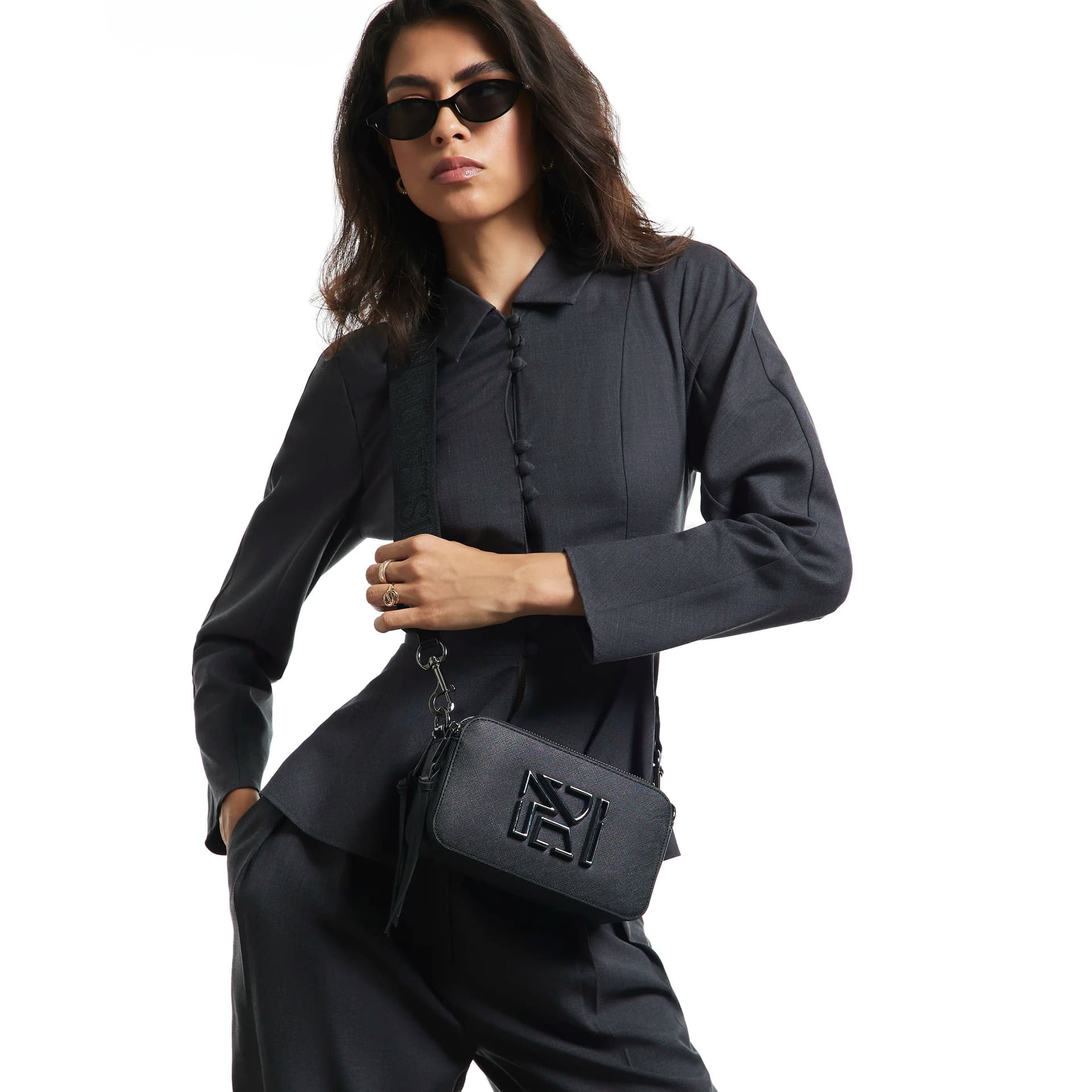 River Island River Island Womens Black Crossbody Camera Bag