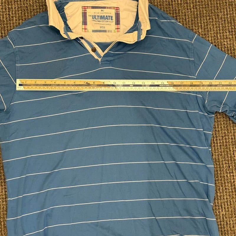 Blue Harbour Vintage M&S Blue Harbour Ultimate 100% Pima Cotton Rugby Polo Shirt Large