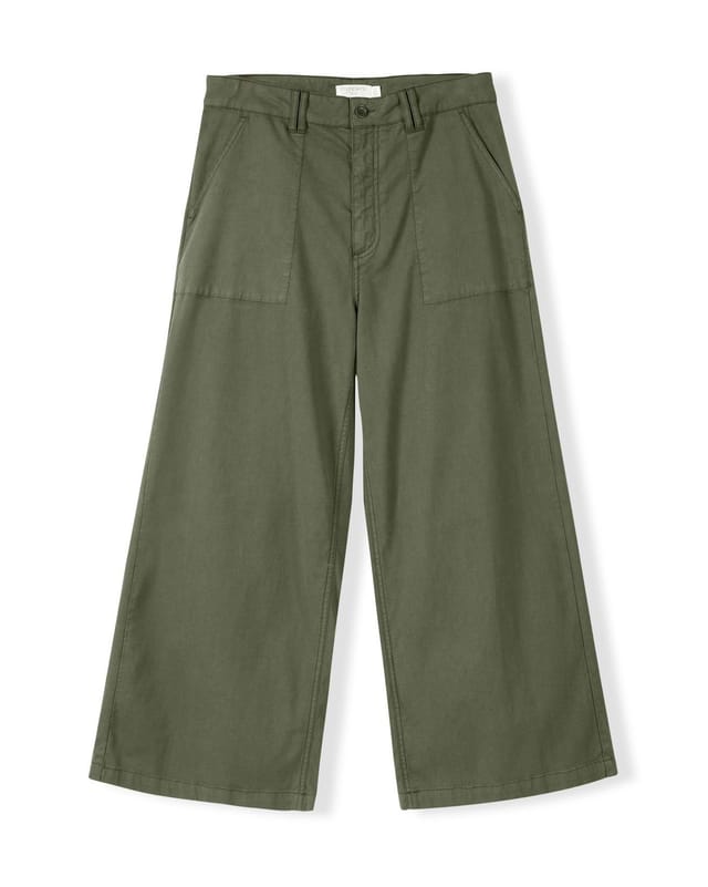 Celtic & Co Celtic & Co Women's Wide Leg Pleat Front Pant in Dark Olive - 2