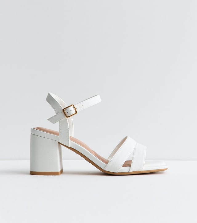 New Look Women's Wide Fit White Faux Leather Cut Out Strap Sandals Vegan New Look - 2