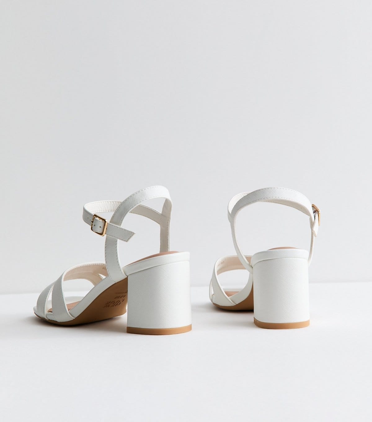New Look Women's Wide Fit White Faux Leather Cut Out Strap Sandals Vegan New Look - 4