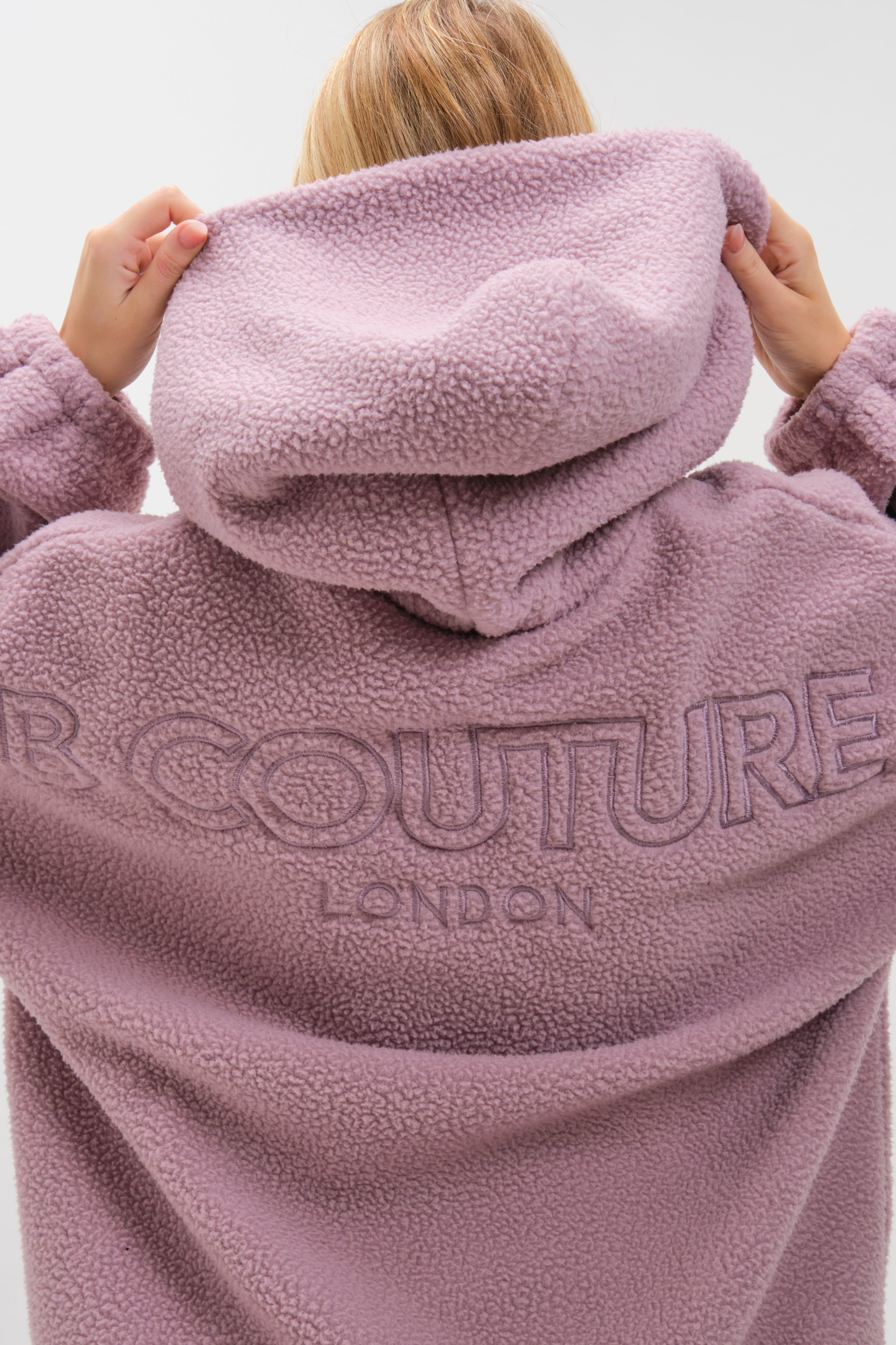 BCouture BCouture Women's Sherpa Fleece Hoodie & Leggings Set in Mauve - 3