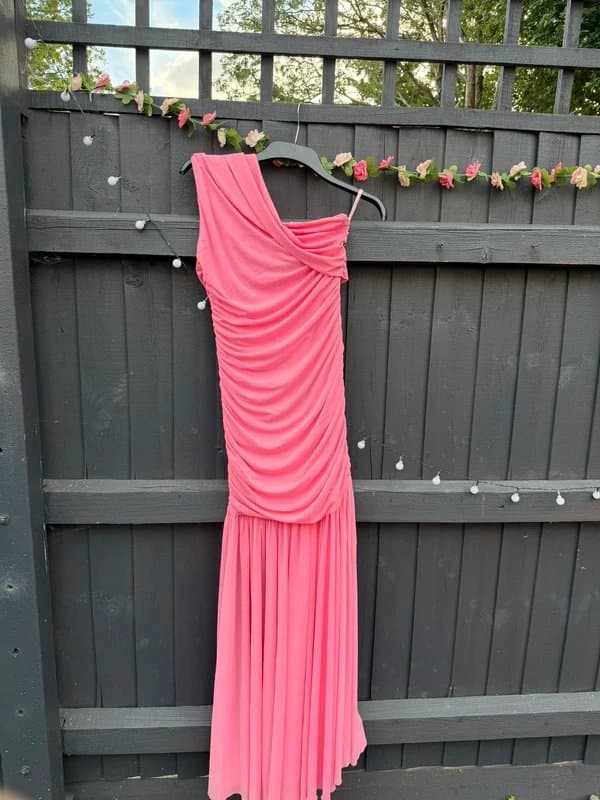 Boutique Boutique Hot Pink One Shoulder Ruched Maxi Dress | Size S UK 8‑10 | New Without Tags | RRP £34