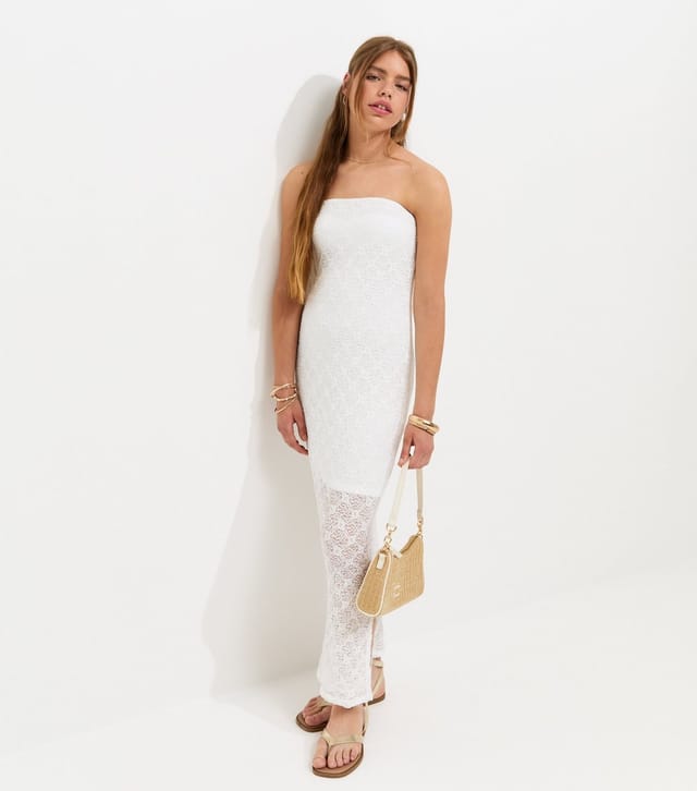 New Look Girls' White Lace Sheer Panel Maxi Dress New Look - 3