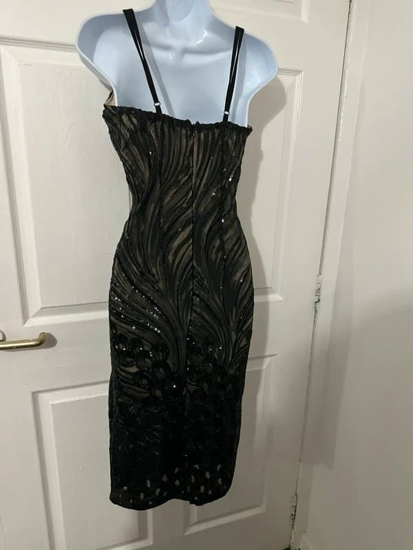 Nazz Collection Beautiful Nazz Collection Black Sequin Cami Midi Dress Size 8