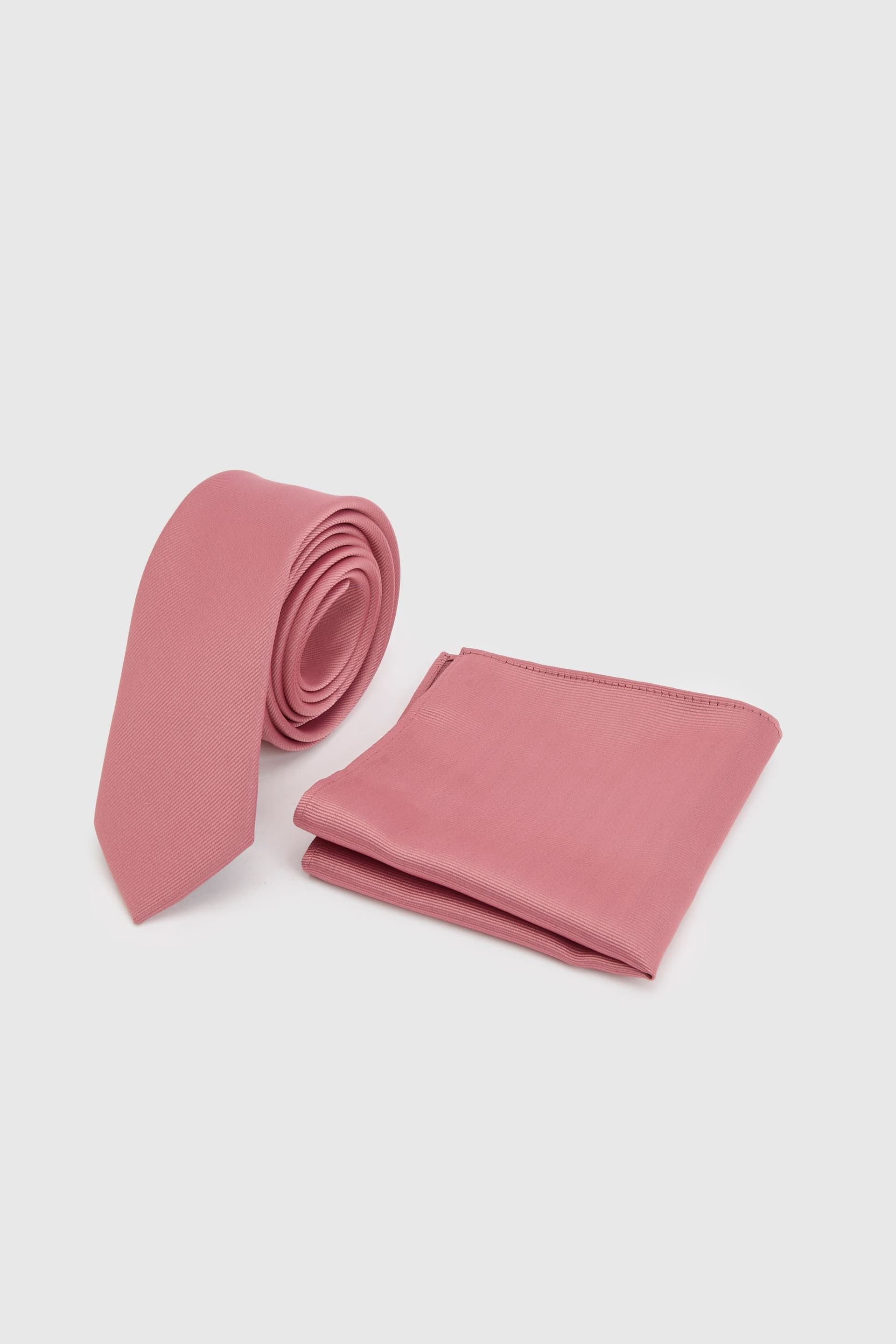 Burton Burton Men's Coral Plain Tie & Pocket Square Set