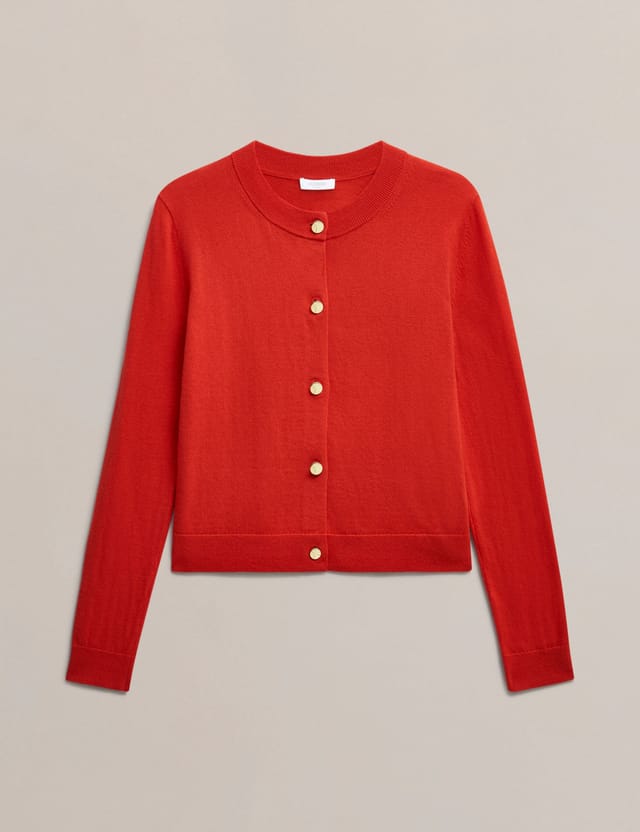 Hobbs London Hobbs London Women's Priya Long Sleeve Crew Neck Cardigan in Scarlet - 2