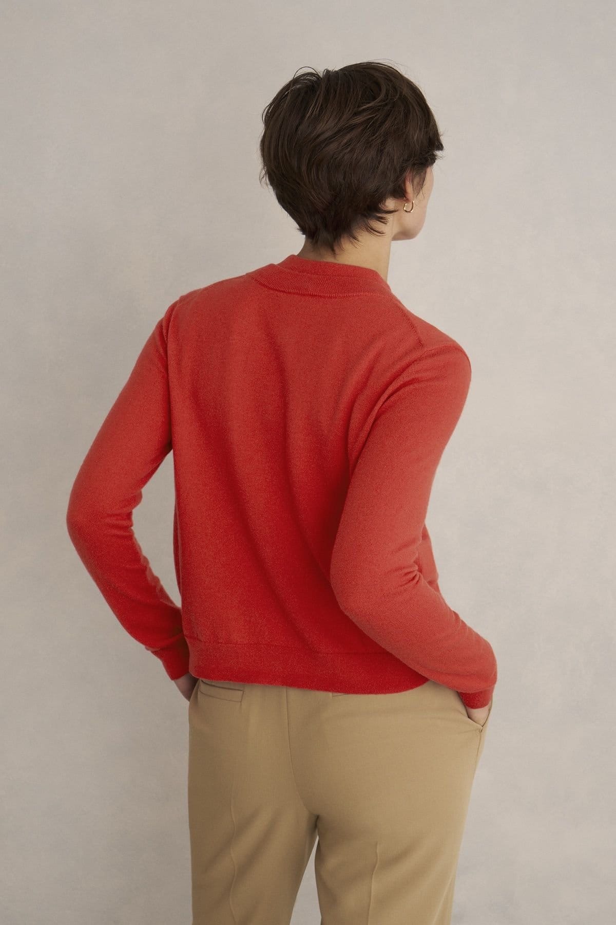 Hobbs London Hobbs London Women's Priya Long Sleeve Crew Neck Cardigan in Scarlet - 4