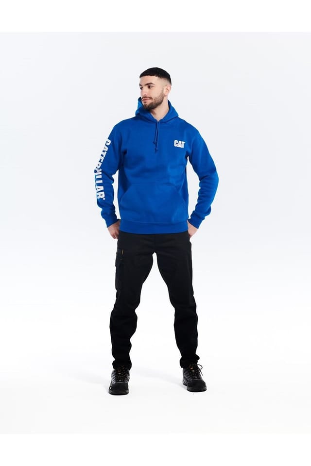 Caterpillar Caterpillar Men's Trademark Banner Hooded Sweatshirt in Blue - 3