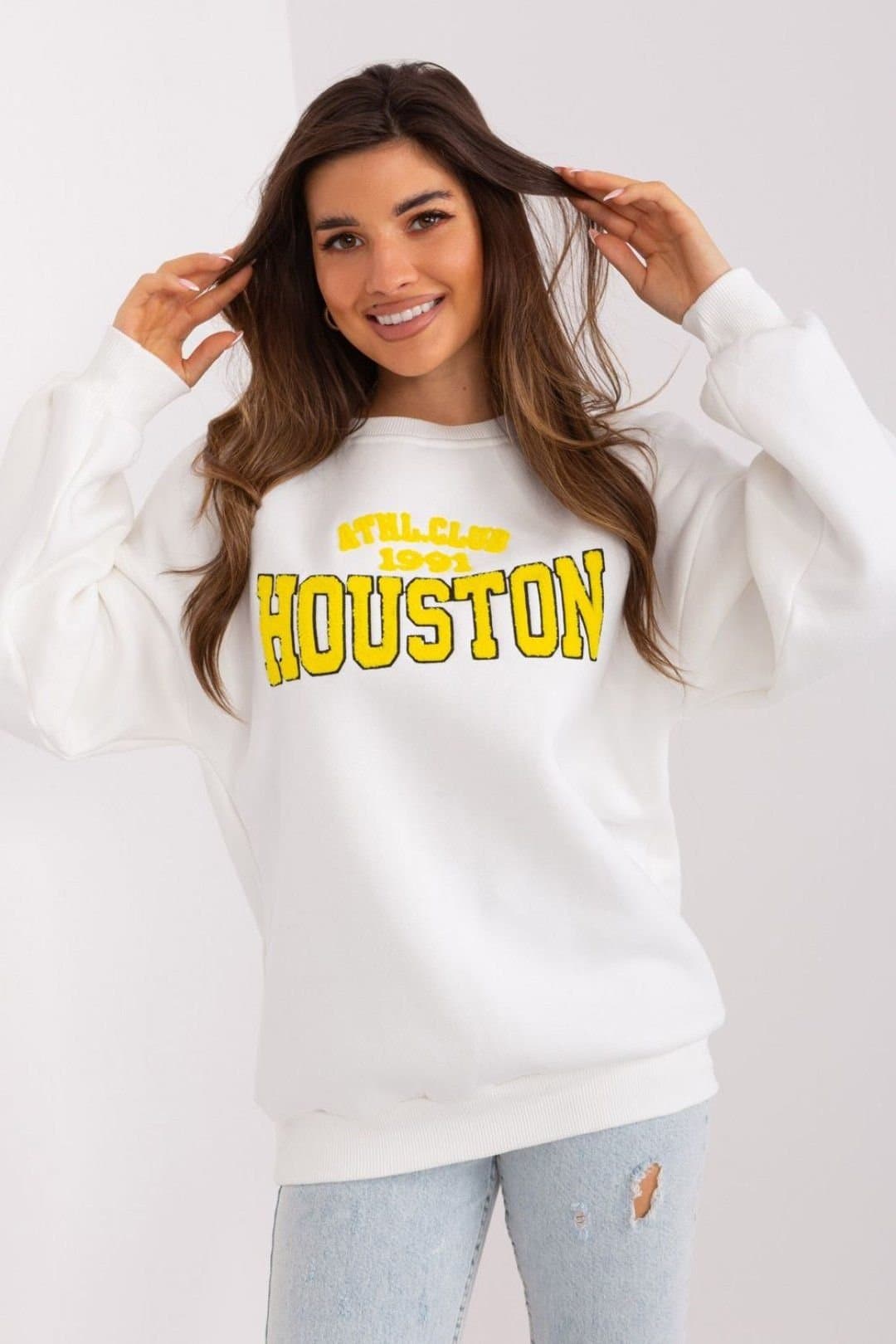 Love Lace Love Lace Women's Logo Front Cotton Polyester Pullover Sweatshirt in White