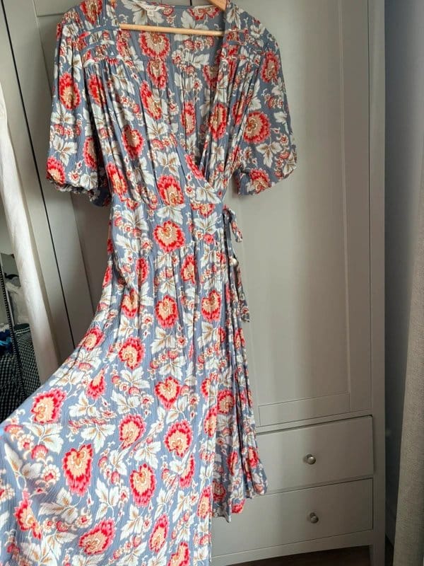 Per Una M&S Per Una Floral Wrap Midi Dress Size 20 | Viscose Modal | Blue Pink Red - 1