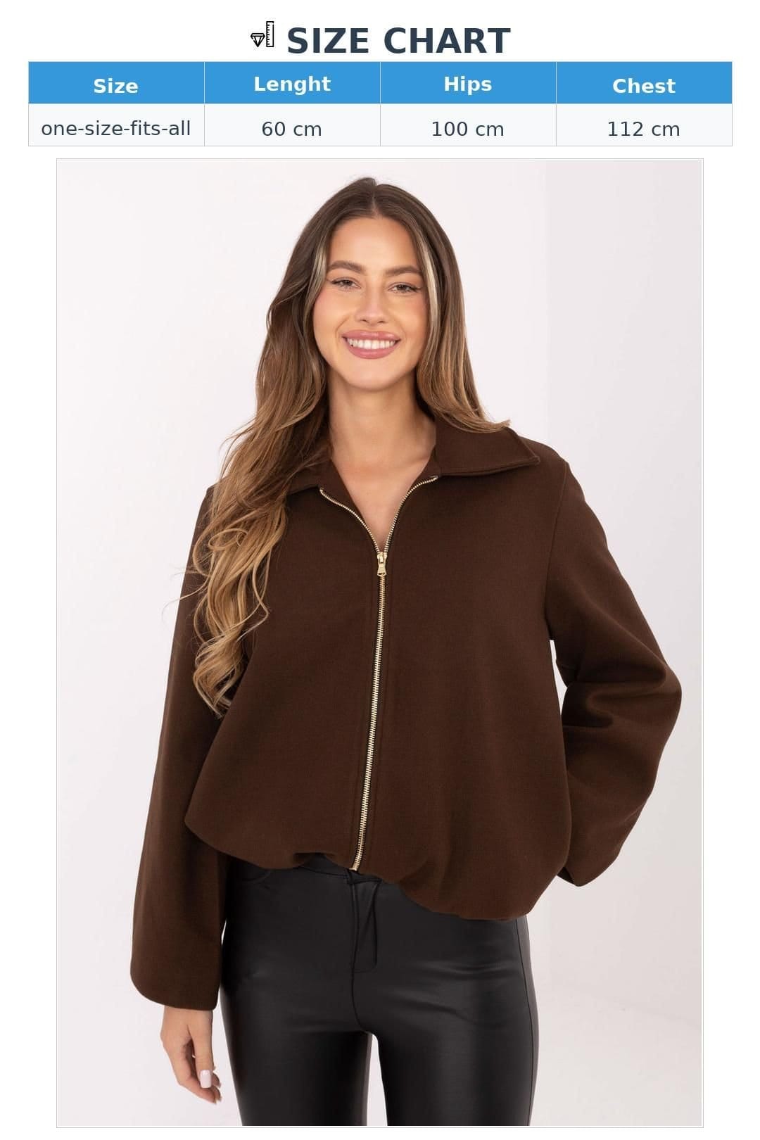 Love Lace Love Lace Women's Light Transitional Puff Sleeve Zipper Jacket in Brown - 4