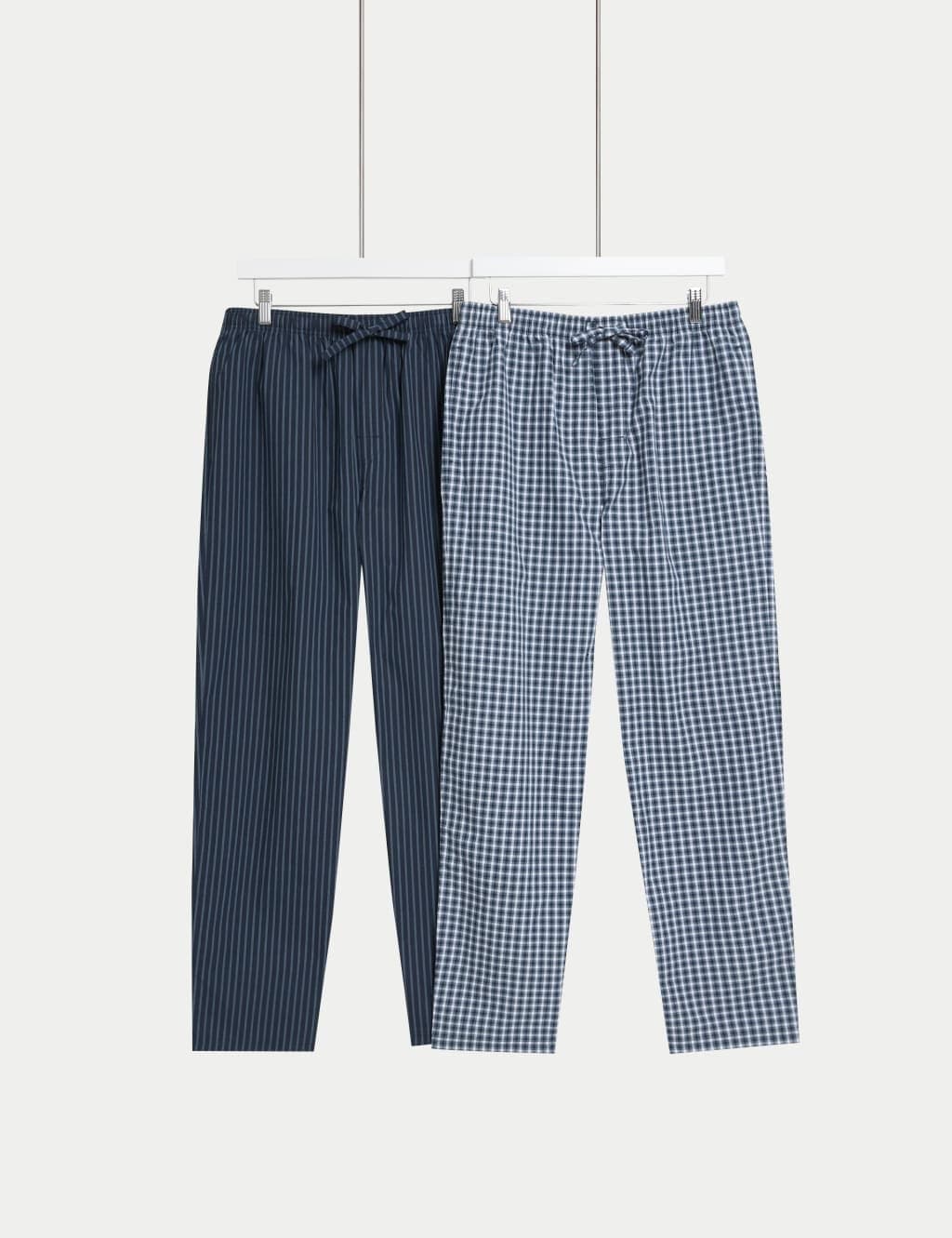 Marks & Spencer M&S 2 Pack Pure Cotton Pyjama Bottoms Navy Mix