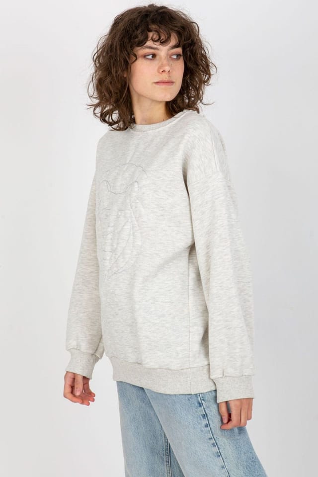 Love Lace Love Lace Women's Embroidered Long Sleeve Round Neck Blouse Style 174614 in Grey - 3