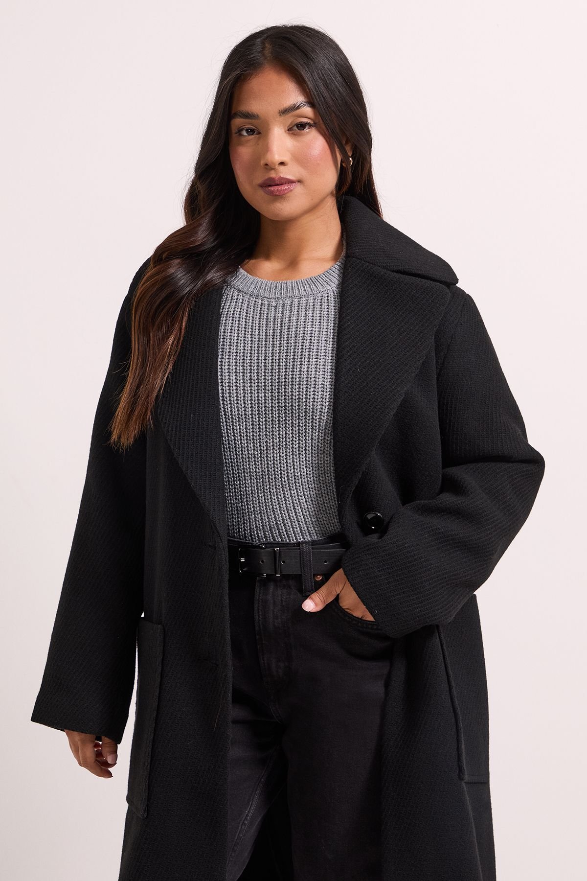 Dorothy Perkins Dorothy Perkins Women's Petite Pocket Detail Coat in Black - 3