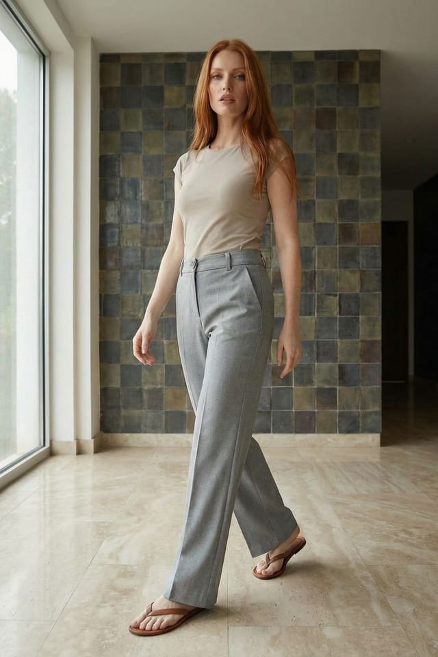 MyFashion MyFashion Women's Tailored Mid Waist Straight Leg Trousers in Grey - 3